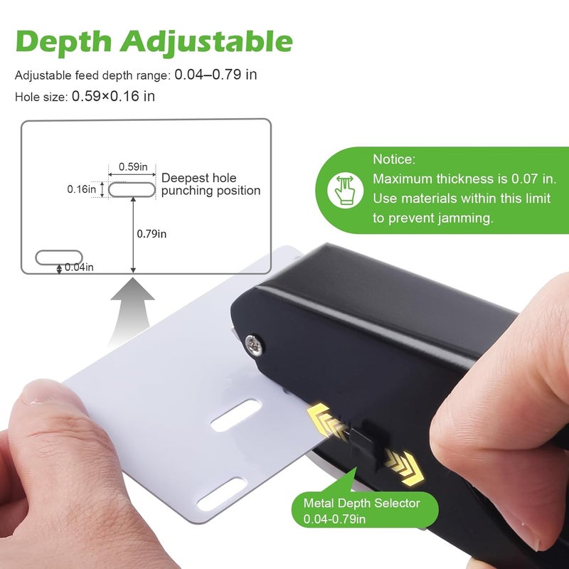 Zofly Heavy-Duty Slot Punch, Handheld Badge Hole Puncher, All Metal ID Card Puncher, Slotting Punch Tool for Paper (Max 10 Sheets), PVC ID Card, Luggage Tag, Name Tag and Badge Holder - Image 2